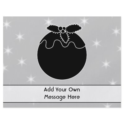 Black and White Christmas Pudding and Stars. Personalized Flyer by Graphics_By_Metarla