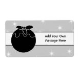 Black and White Christmas Pudding and Stars. Personalized Shipping Label