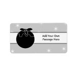 Black and White Christmas Pudding and Stars. Personalized Address Label