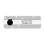 Black and White Christmas Pudding and Stars. Custom Return Address Labels