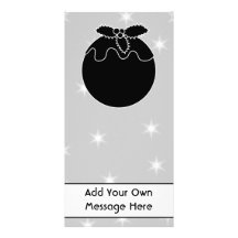 Black and White Christmas Pudding and Stars. Customized Photo Card