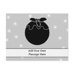 Black and White Christmas Pudding and Stars. Post Cards