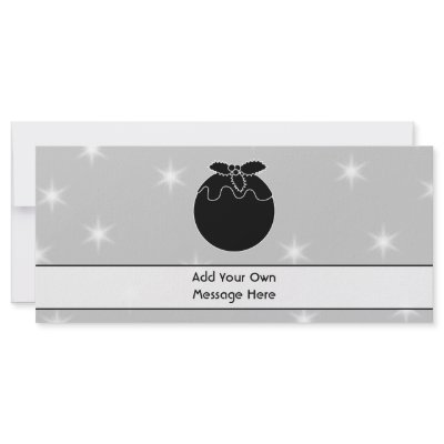 Black and White Christmas Pudding and Stars. Rack Card Design by Graphics_By_Metarla
