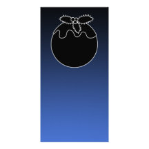 Black and White Christmas Pudding. On Blue. Custom Photo Card