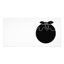 Black and White Christmas Pudding. Picture Card