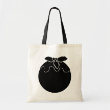 Black and White Christmas Pudding. Tote Bags