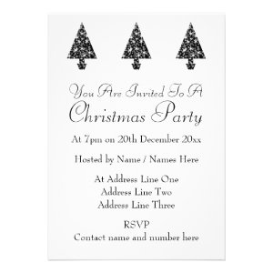 Black and White Christmas Tree Design. Personalized Announcement