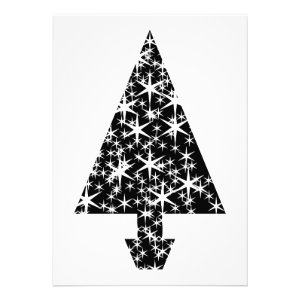 Black and White Christmas Tree Design. Personalized Announcement