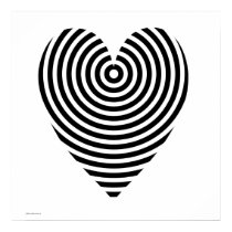Black and White Circles Heart Poster