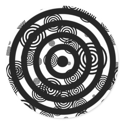 Black and white circles! round sticker by eblack2000