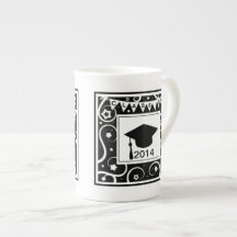 Black and white class of custom year graduation porcelain mugs