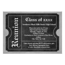 Black and White Class Reunion Ticket Invitations