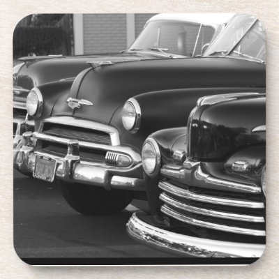 Black and white classic cars drink coasters by ritmospeed