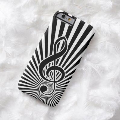 Black and White Clef Music Note on Starburst Barely There iPhone 6 Case