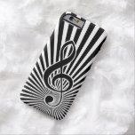 Black and White Clef Music Note on Starburst iPhone 6 Case