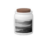 Black and white coastal landscape candy jar