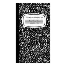 black and white composition book business card templates