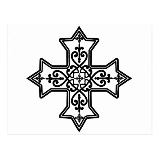 Black and White Coptic Cross Postcard