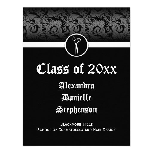 Black and White Cosmetology School Graduation Personalized Announcement