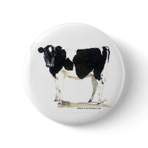 black and white cow button