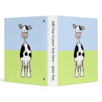Black and White Cow Cartoon. Front. Vinyl Binder