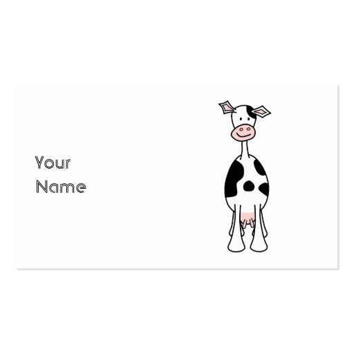 Black and White Cow Cartoon. Front. Business Card (front side)
