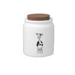 Black and White Cow Cartoon. Front. Candy Jars