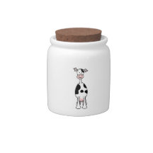 Black and White Cow Cartoon. Front. Candy Jars