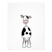 Black and White Cow Cartoon. Front. Custom Announcements