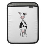 Black and White Cow Cartoon. Front. iPad Sleeve