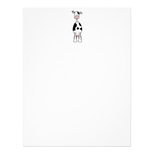 Black and White Cow Cartoon. Front. Customized Letterhead