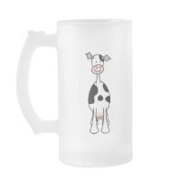 Black and White Cow Cartoon. Front. Mugs