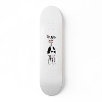 Black and White Cow Cartoon. Front. Skate Board Deck