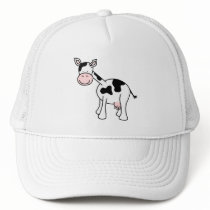 Black and White Cow Cartoon. Mesh Hat