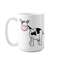 Black and White Cow Cartoon. Coffee Mugs
