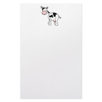 Black and White Cow Cartoon. Customized Stationery