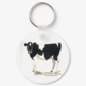black and white cow key chain keychains