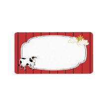 Black and White Cow Label