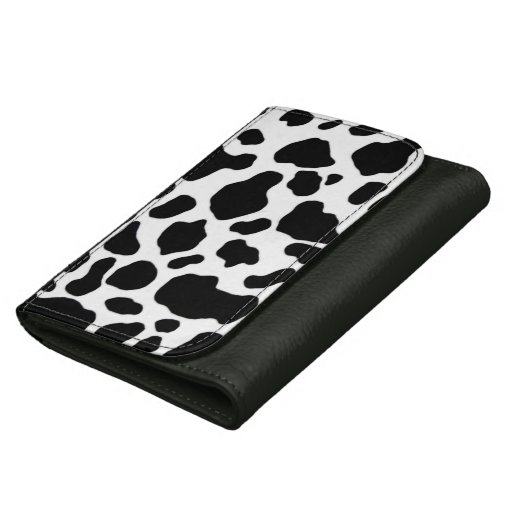 Black and white cow print leather wallet | Zazzle
