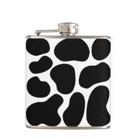 Black and White Cow Print Pattern. Flask