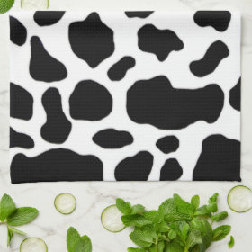 black and white cow print pattern hand towel