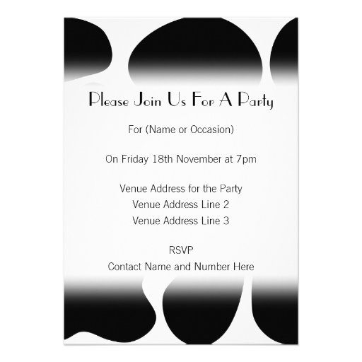 Black and White Cow Print Pattern. Invitation