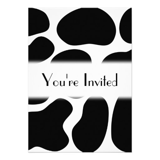 Black and White Cow Print Pattern. Invitation