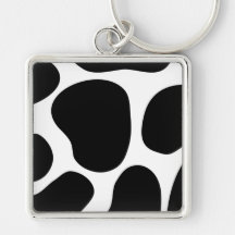 Black and White Cow Print Pattern. Keychains