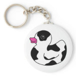 Black and White Cow Print Rubber Duck Key Chain