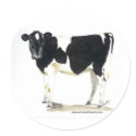 black and white cow round sticker