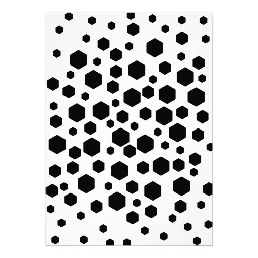 Black and White Custom Monogram. Hexagon Dots. Personalized Invites