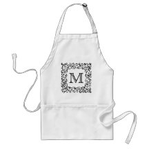 Black and White Custom Monogram Leopard Print. Apron