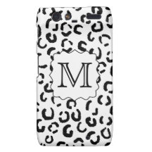 Black and White Custom Monogram Leopard Print. Droid RAZR Case