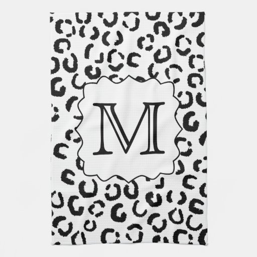 Black and White Custom Monogram Leopard Print. Towels from Zazzle.